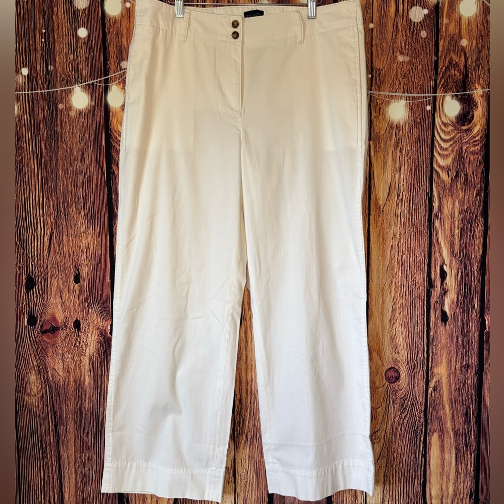 Talbots White New England Chino Pants with Button Detail